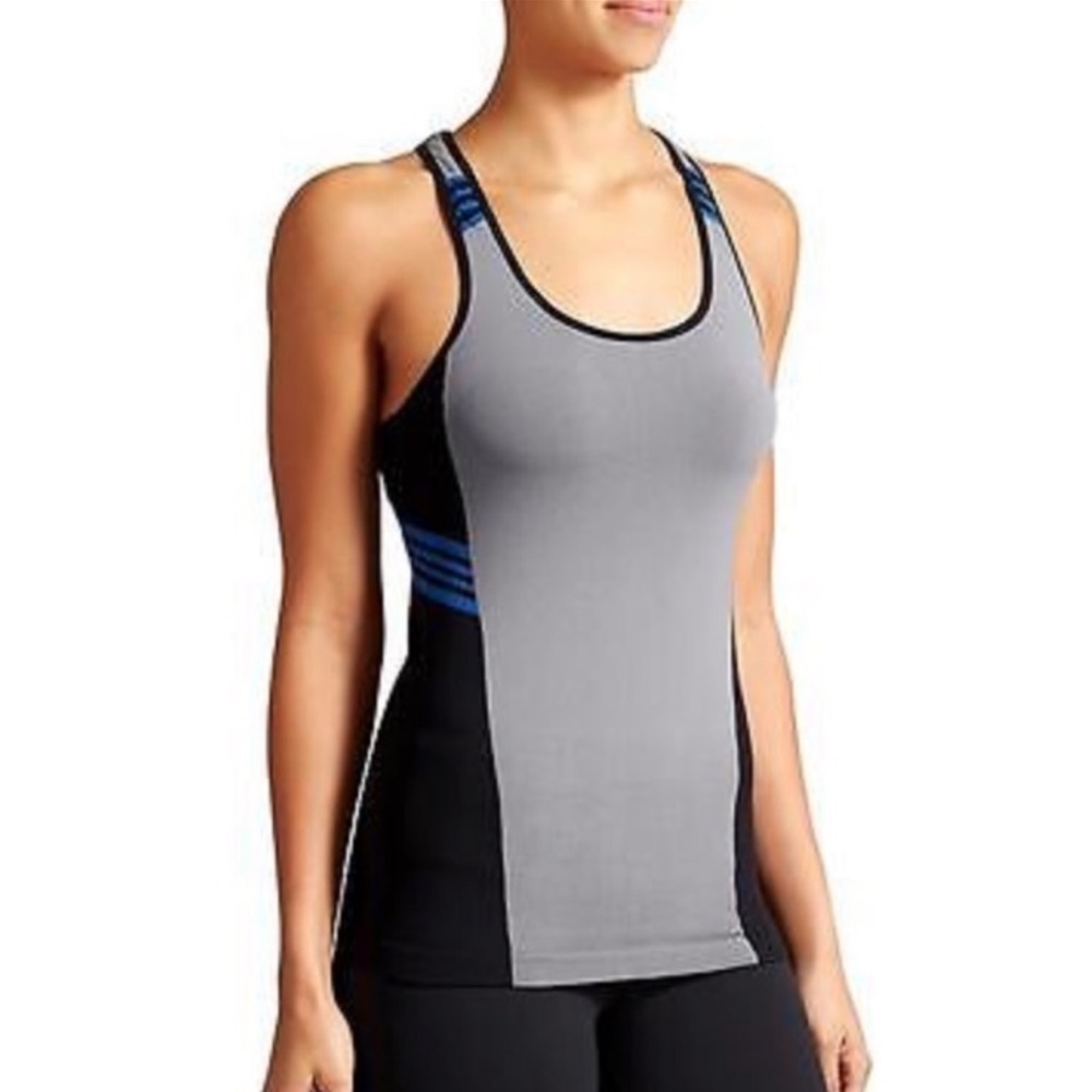 ATHLETA Speed Racer colorblock Blue Navy tank with built in bras women’s size XS